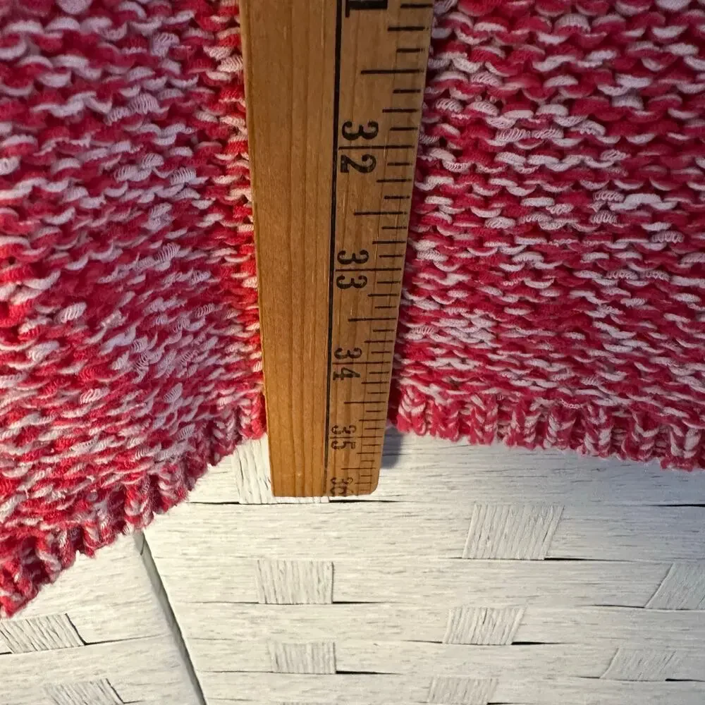 J Jill women's sweater cap sleeve loose knit‎ coastal grandma feminine red white